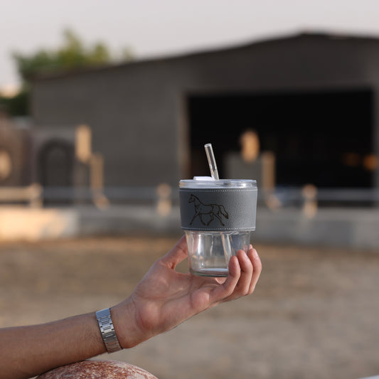 Horse Glass Cup With Straw