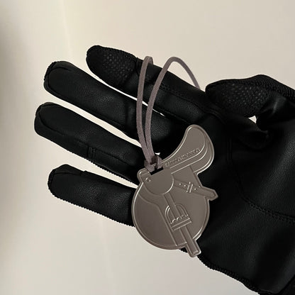 Saddle Snaffle Car Hanging, Stainless Steel & Leather Gray