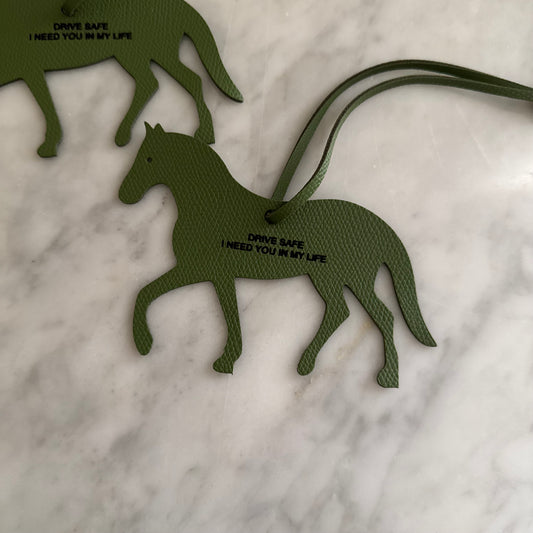 Horse Hanging Car Leather Green