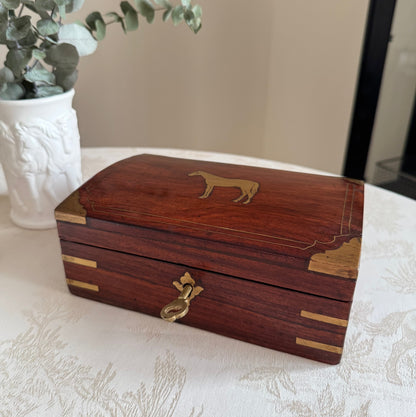 Antique Vintage Horse Wooden Box