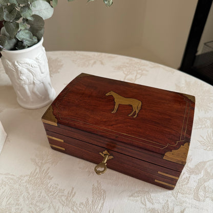 Antique Vintage Horse Wooden Box