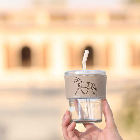 Horse Glass Cup With Straw